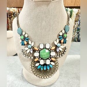 Vintage Park Lane Large Colorful Rhinestone Statement Bib Necklace